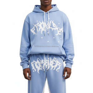 Survêtement streetwear pour hommes, coupe oversize, délavé à l'acide, brodé et imprimé, avec cordon de serrage, personnalisable OEM, vente en gros - Product Image 2