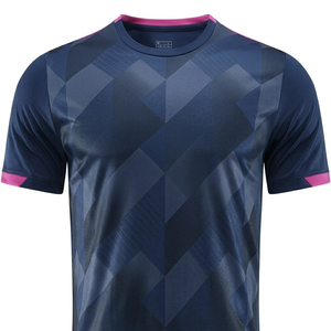 Ensemble de maillots de football personnalisés pour hommes, bleu marine, imprimé géométrique, manches courtes, respirant, en polyester, uniforme pour adultes - Product Image 5