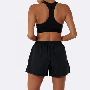 Ensemble de yoga 2 pièces sans coutures pour femme : soutien-gorge de sport et short à bretelles croisées, taille mi-haute, logo avant, séchage rapide, personnalisable OEM - Product Image 3
