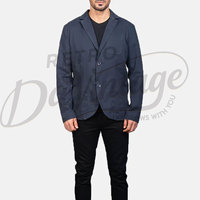 Blazer en coton bleu marine pour homme, coupe ajustée légère, décontracté, veste de sport, professionnel, respirant, veste d'été