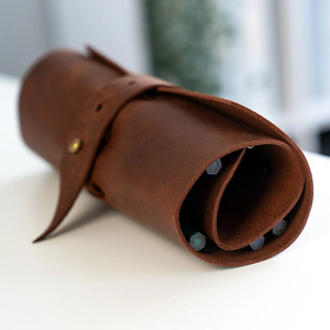 Étui de voyage pour artiste en cuir pleine fleur, organiseur de pinceaux enroulable, étui de transport pour artiste, logo personnalisé, OEM, prix d'usine en gros - Product Image 2