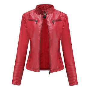 Chaqueta de Cuero Marrón para Mujer, Estilo Motociclista, Sexy, Nueva, Delgada, para Exteriores, 2026 - Product Image 3