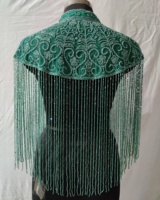 Capes et ponchos pour femmes, faits main, vert tendance, hiver, haute couture, respirants, en maille, à motifs géométriques, brodés à la main, avec des paillettes
