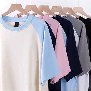 Customized High Quality Heavy 260gsm 100% Cotton Two Tone T Shirt <b>Baseball</b> Short Sleeve Top <b>Tee</b> Custom logo Crew Neck Blank - Product Image 1