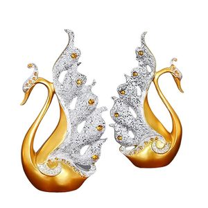 Elegantes Figuras de Resina de Pareja de Cisnes, Dorado y Blanco, Decoración Romántica para el Hogar - Product Image 3
