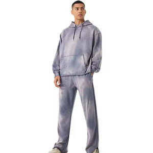 Men's Tie Dye Fleece Hoodie And Pants <b>Set</b> Plus Size Casual Autumn Wear 100% Cotton <b>Knitted</b> Drawstring Sweatshirt Tracksuit - Product Image 1