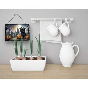 Nouveau Affenpinscher Spooky Halloween mur porte suspendus imprime multicolore en aluminium métal signe pour cuisine mur Bar salle de bain Plaque - Product Image 3