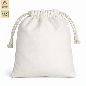 300 GSM Non Laminated Cotton <b>Canvas</b> <b>Drawstring</b> Gift <b>Bag</b> Gift Packaging 18x20 cm Flat Custom Logo Wholesale OEM Model SS192 - Product Image 4