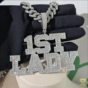 Hip Hop " 1st Lady " Pendant Necklace Moissanite Diamond <b>Iced</b> <b>Out</b> <b>Chain</b> Fashion Jewelry Gift - Product Image 4