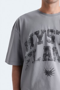 เสื้อยืดโอเวอร์ไซส์สีเทาสำหรับผู้ชาย แขนสั้น คอกลม สไตล์ลำลอง ผ้าฝ้ายเจอร์ซีย์ 100% ทรงปกติ ความยาวปกติ - Product Image 5