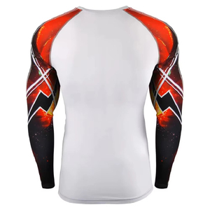 Men Full Sleeve Compression Rash Guard White Red Camo Print Breathable Sublimation Transfer Print Quick Dry Spandex <b>Athletic</b> - Product Image 3