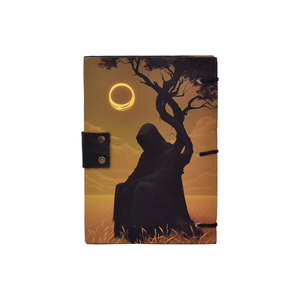 <b>A5</b> Dark Eclipse Hooded Figure Design Handmade Paper Journal Lock <b>Diary</b> 200 Pages Double Side Writing Premium Eco Friendly Dairy - Product Image 2