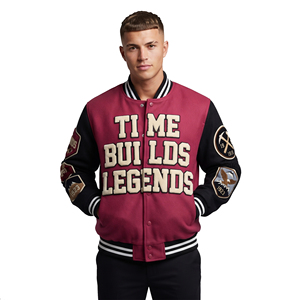 <b>Men</b> Varsity <b>Jacket</b> Wool Sleeve Patches Embroidered <b>Letter</b> Baseball Varsity Coat <b>Men's</b> Turn Down Collar Varsity <b>Jacket</b> <b>Mens</b> - Product Image 2