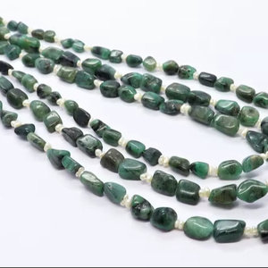 Perles de pierres précieuses d'émeraude naturelle lisses, taille 5-7 mm, perles d'émeraude polies, 16 pouces, perles d'émeraude en vrac pour la création de bijoux - Product Image 1