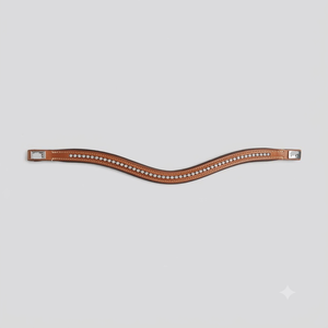 Fronture de cheval en cuir rembourrée en forme de vague, incrustée d'une seule rangée de petits cristaux, pierres et strass, pour chevaux - Product Image 5