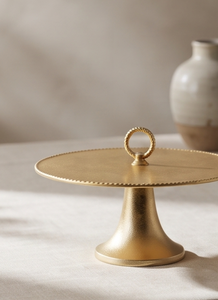 Wholesale Elegant Gold Finish One Tier Serving <b>Tray</b> Twisted Ring Handle Cake Stand Dessert Fruit Display Stand Event Decor - Product Image 3