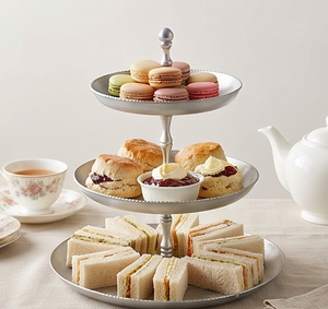 Premium Three <b>Tier</b> Metal <b>Cake</b> Stand With Engraved Design Reusable Multi Layer Serving Tray For Party Wedding Birthday Decor - Product Image 6