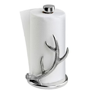 Support de papier essuie-tout de luxe en forme de bois de cerf argenté, distributeur de rouleaux de cuisine moderne en aluminium sur pied pour la décoration de la maison et des hôtels - Product Image 1