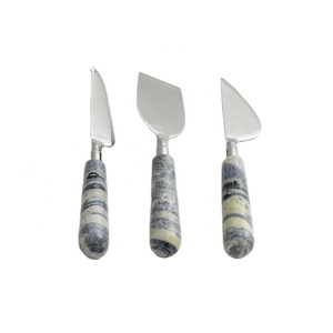 Luxury Quality 3-Pc Stainless Steel Cheese Spreader Knife Set Handcrafted with Marble Handle for Weddings Hotels Restaurants - Product Image 1