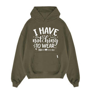 Sweat à capuche pour femme, hiver, bleu marine uni, imprimé « I Have Nothing to Wear », en polaire, doublure 100% coton, épaules tombantes - Product Image 3