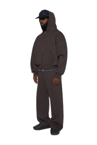 ชุดเซ็ตสองชิ้น กางเกงขาบานผ้าทอสำหรับฤดูร้อน ผู้ชาย สไตล์วินเทจฟอกสี ชุดวอร์มมีฮู้ด กางเกงจ็อกเกอร์ ผ้าฝ้าย 100% - Product Image 4