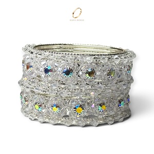 Export Quality Designer Silver <b>Crystal</b> Zircon Stone Bangles Silver Plated <b>Bracelet</b> Indian Collection Wedding Festive Wholesale - Product Image 2