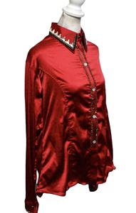 Camisa de espectáculo occidental vaquera hecha a mano en tela de tafetán elástica para uso ecuestre - Product Image 4