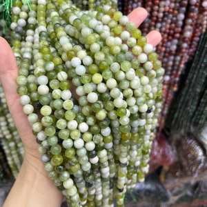 Perles rondes en jade vert serpentine naturel, pierres précieuses énergétiques pour bracelet, collier, bijoux DIY, lot en vrac - Product Image 5