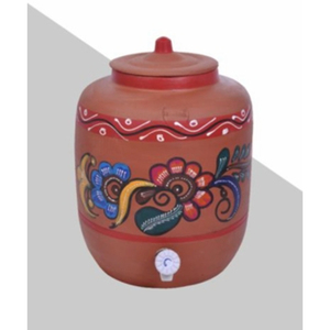Indian Earthen Red 17L Durable Eco-Friendly <b>Clay</b> <b>Water</b> <b>Pot</b> - Product Image 2