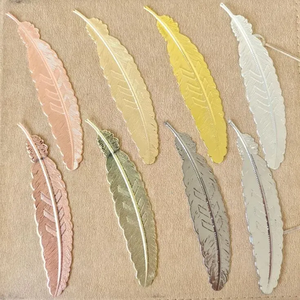 Marque-page en métal artisanal à motif de feuille, qualité supérieure, avec boucle, pour cadeaux d'enseignants, prix de gros - Product Image 2