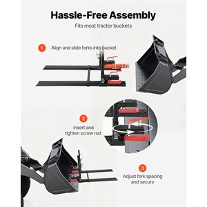 Forche per Trattore Resistenti da 1800 kg, Lunghezza Totale 152 cm, Forche per Pallet a Morsetto con Barra Anti-Ribaltamento, Accessori Regolabili per Carrelli Elevatori - Product Image 5