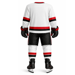Uniforme de hockey sur glace d'hiver professionnel personnalisé respirant 100% polyester avec taille élastique, manches courtes, col en V, unisexe - Product Image 2