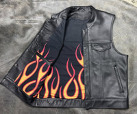 Gilet de motard en cuir sans col, style club, noir