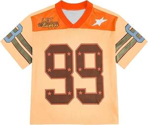 เสื้อยืดแฟชั่นผู้ชายสไตล์ Y2K แขนครึ่งตัว ลายเสื้ออเมริกันฟุตบอล ผ้าตาข่ายระบายอากาศ คอวี ลายเส้นกราฟิกหมายเลข - Product Image 1