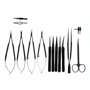 Kit d'instruments chirurgicaux noirs en acier inoxydable : pinces, ciseaux, sondes pour la formation en clinique, fabriqué par ZUOL. - Product Image 5