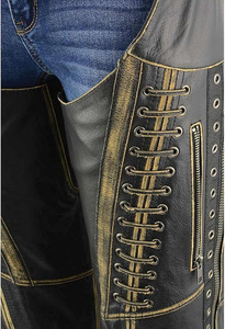 Samroz Sports Premium <b>Leather</b> Seamless Fusing Motorcycle Riding <b>Chaps</b> for Women Bikers All Seasons - Product Image 3