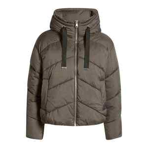 Women's Hooded <b>Crop</b> <b>Puffer</b> <b>Jacket</b> Solid Color Full Sleeve Zipper Closure Winter Warm Coat Casual Style Thick Polyester Outerwear - Product Image 5