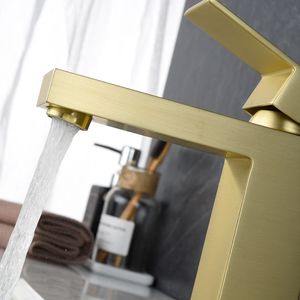 Rubinetto Moderno Monocomando Oro Spazzolato per Lavabo Bagno, Rubinetto Monoforo per Lavabo, Categoria Prodotti: Rubinetti - Product Image 5