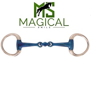 Bocado de entrenamiento para caballo de alta calidad, hecho a medida, de hierro dulce con montura de platino y anillas de acero inoxidable. - Product Image 2