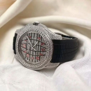 Reloj de Pulsera con Banda Negra y Diamantes de Moissanita, Directo de Fábrica, con Moissanita Incrustada, Ideal para Regalo, Pasa el Test de Diamantes - Product Image 3