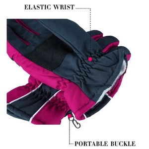 Gants de ski imperméables en PU bleu marine et magenta, gants d'hiver pour snowboard, doigts entiers, poignet élastique, gants de neige imperméables - Product Image 2