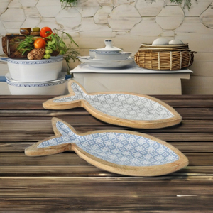 จานไม้ขัดดีไซน์รูปปลาทำจากไม้ขัดเงาเป็นมิตรกับสิ่งแวดล้อมทันสมัย - Product Image 1