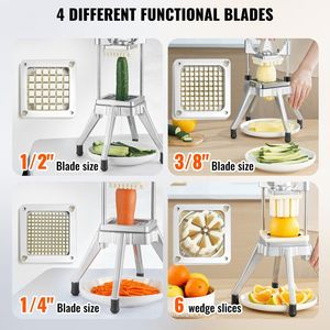 Commercial Stainless Steel Vegetable Cutter 4 Blades 1/4\" 3/8\" 1/2\" 6-wedge Slicer Chopper Dic for Fruits and French Fries - Product Image 3
