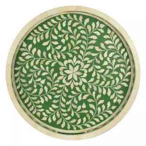 Plateaux de service et de rangement personnalisés faits à la main en résine et nacre, pour mariage, Ramadan, Eid, forme ronde, motif floral. - Product Image 1