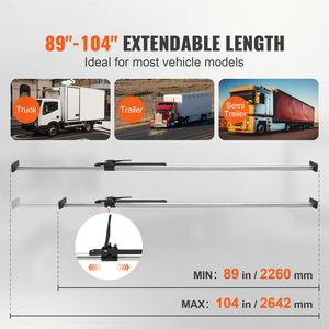 Barra Stabilizzatrice per Carico in Acciaio Resistente da 89-104 Pollici, Capacità 309 Libbre, Accessorio Regolabile per Controllo Carico Camion - Product Image 3