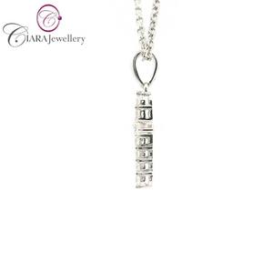 COLGANTE CRUZ DE DIAMANTE NATURAL ORO BLANCO SOILD ELEGANTE 18K AU750 - Product Image 2