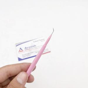 Vente en gros d'outils de levage de cils en acier inoxydable rose pour bébé séparateur de cils de beauté de marque privée avec pince à cils à pointe pointue - Product Image 5