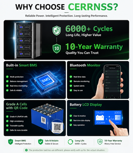 Batería de Iones de Litio CERRNSS, Precio de Fábrica, <span class=keywords><strong>5kwh</strong></span>, 10KWH, 15KWH, 51.2V, para Almacenamiento de Energía <span class=keywords><strong>Solar</strong></span> en el Hogar, Batería Lifepo4 de 48v, 100ah, 200ah, 300ah - Product Image 4