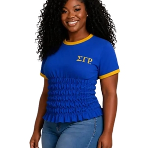 เสื้อยืดคอกลมปักลายตัวอักษรกรีก Sigma Gamma Rho สำหรับผู้หญิง เนื้อผ้าทอพิเศษ ระบายอากาศได้ดี ผลิตจากผ้าฝ้าย 100% เป็นมิตรต่อสิ่งแวดล้อม เหมาะสำหรับฤดูร้อน - Product Image 2