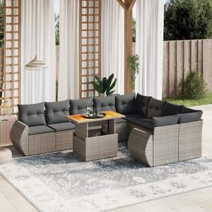 Conjunto de Sofás de Jardín de Mimbre Sintético Gris Resistente a los Rayos UV, Muebles de Exterior con Materiales Duraderos - Product Image 1